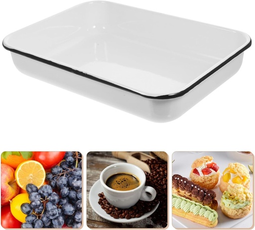 Barebones - Enamel Lined Cast IronRectangular Baking Pan - Vintage White