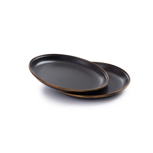 Barebones - Enamel Salad Plate Charcoal - set of 2 -DISCONTINUED