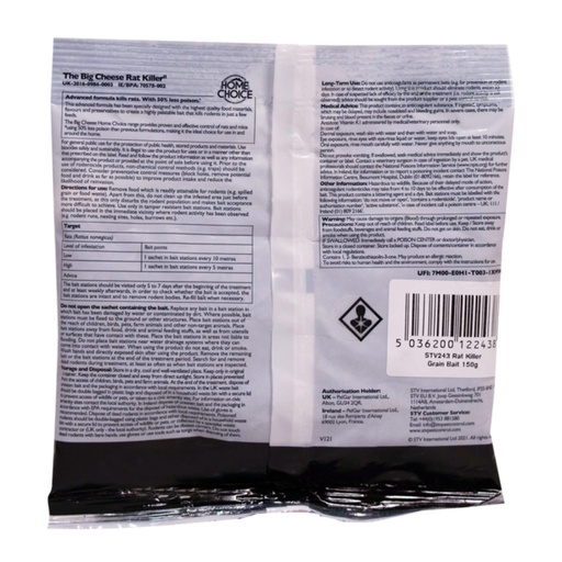 STV - Rat Killer Grain Bait Sachet - 150g