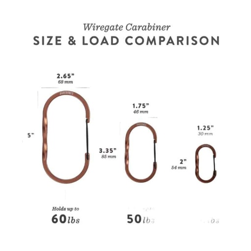 Barebones - Wiregate Carabiner Small 3pc - Copper
