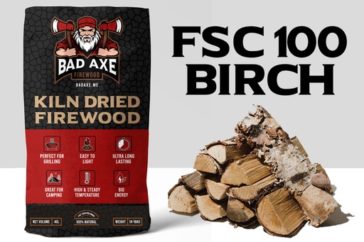 Bad Axe - Firewood -Birch 40L Sack Approx 15kg
