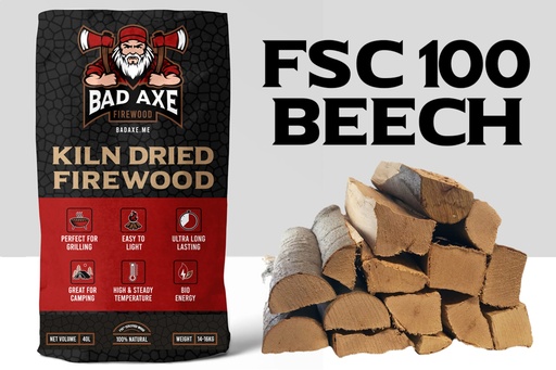 Bad Axe - Firewood - Beech 40L Sack Approx 15kg