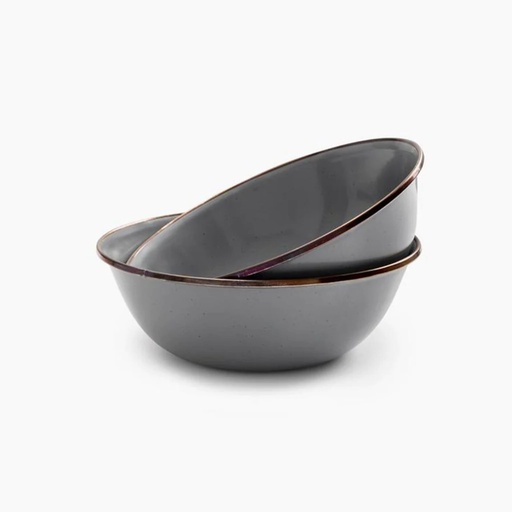 Barebones - Enamel 2-Tone Bowl Set - Olive Drab