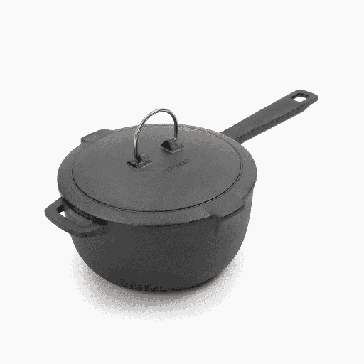 Barebones - Enamel Lined Cast Iron Saucepan - Vintage White