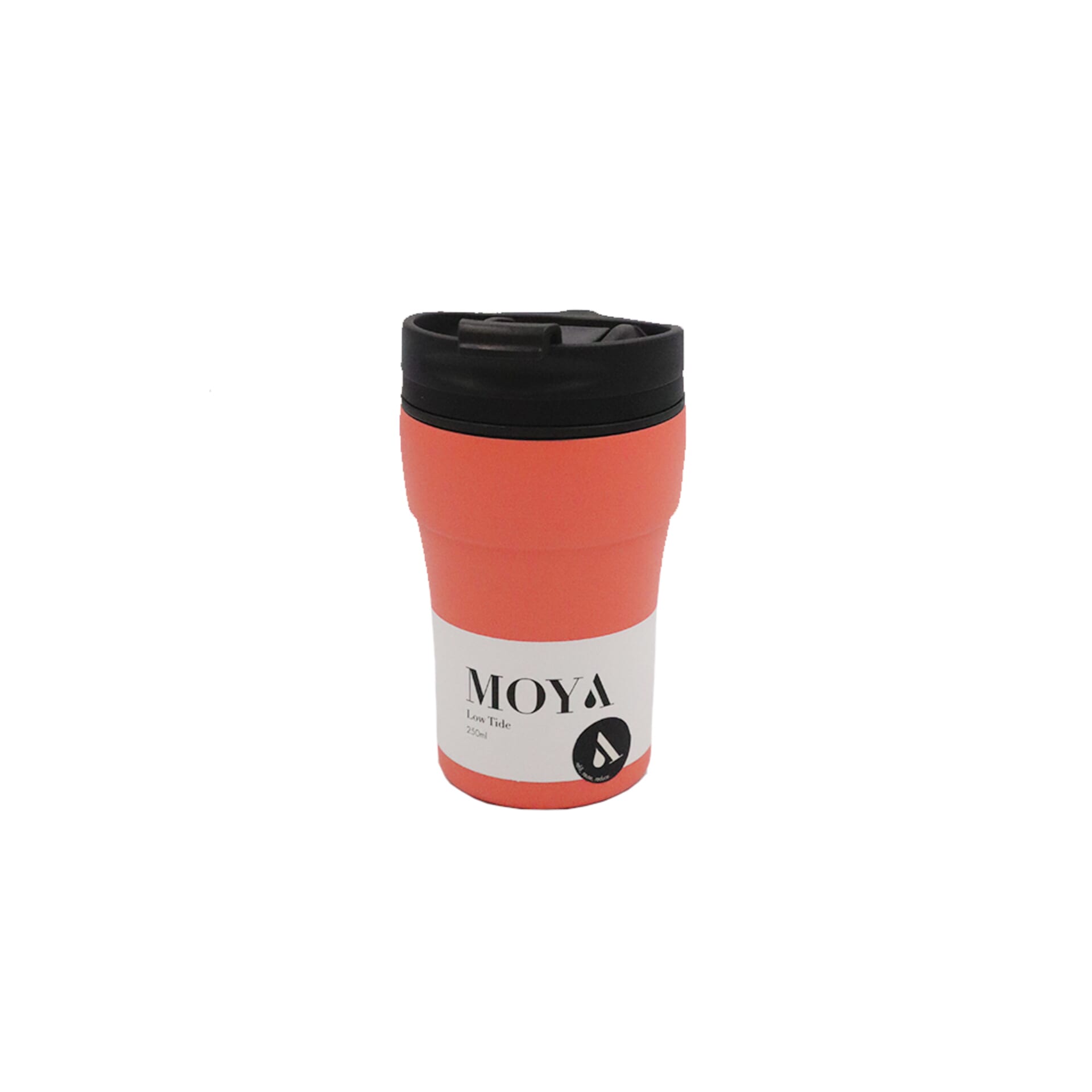 Moya - "Low Tide" 250ml Travel Coffee Mug Black/Coral