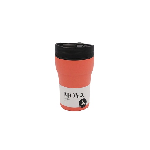 Moya - "Low Tide" 250ml Travel Coffee Mug Black/Coral