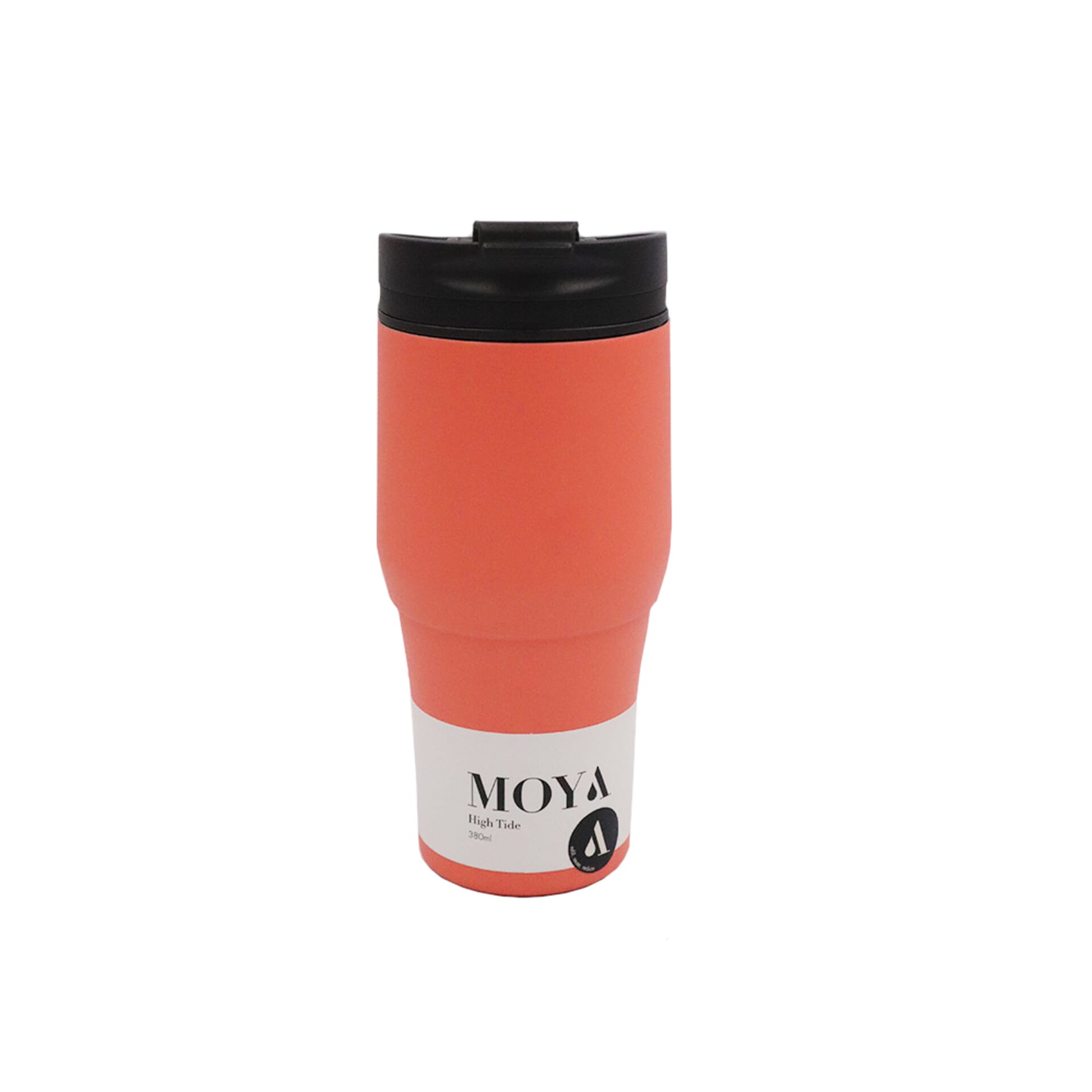 Moya - "High Tide" 380ml Travel Coffee Mug Black/Coral