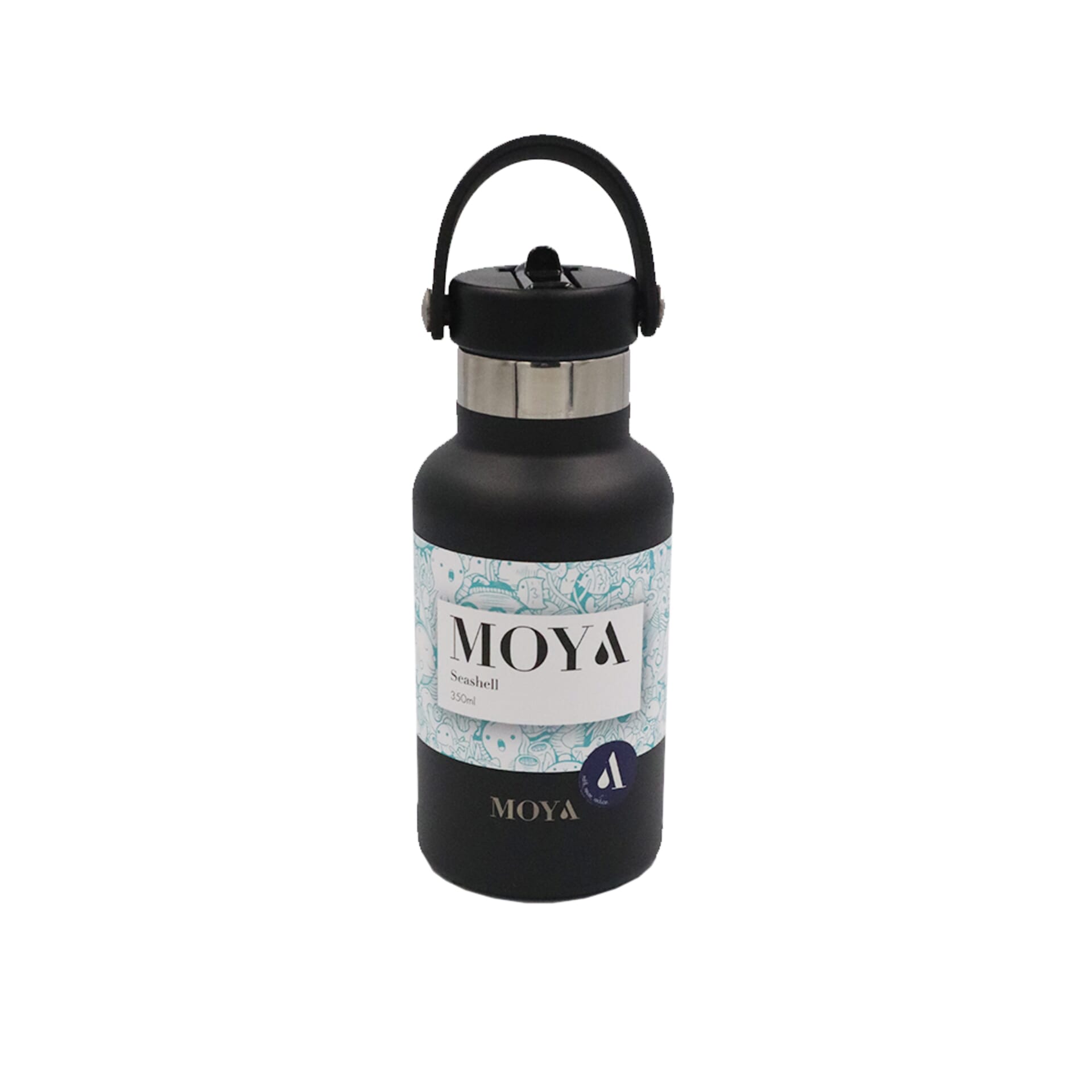 Moya - "Seashell" 350ml Insulated Sustainable Water Bottle Black