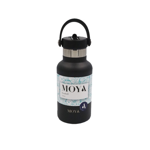 Moya - "Seashell" 350ml Insulated Sustainable Water Bottle Black