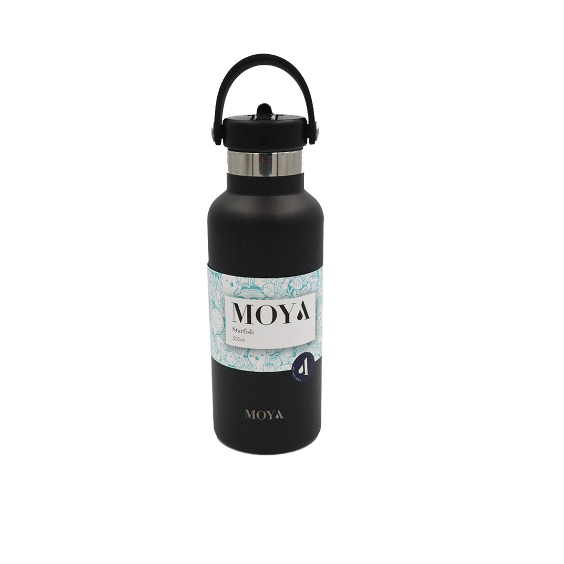 Moya - "Starfish" 500ml Insulated Sustainable Water Bottle Black