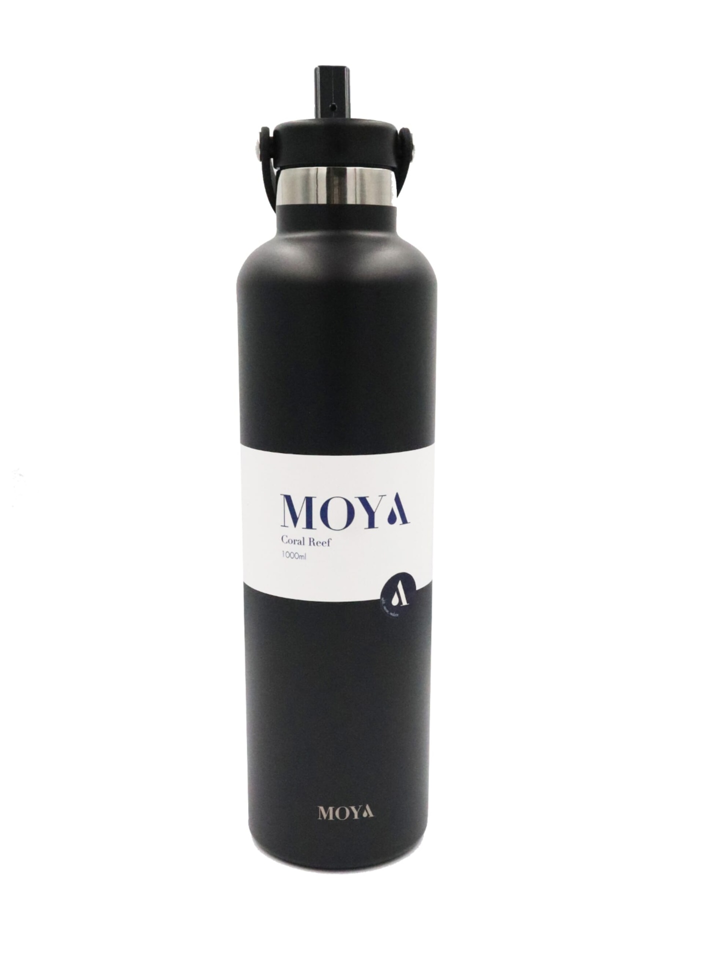 Moya - "Coral Reef" 1L Insulated Sustainable Water Bottle Black