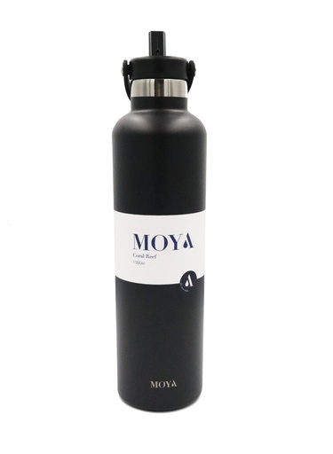Moya - "Coral Reef" 1L Insulated Sustainable Water Bottle Black