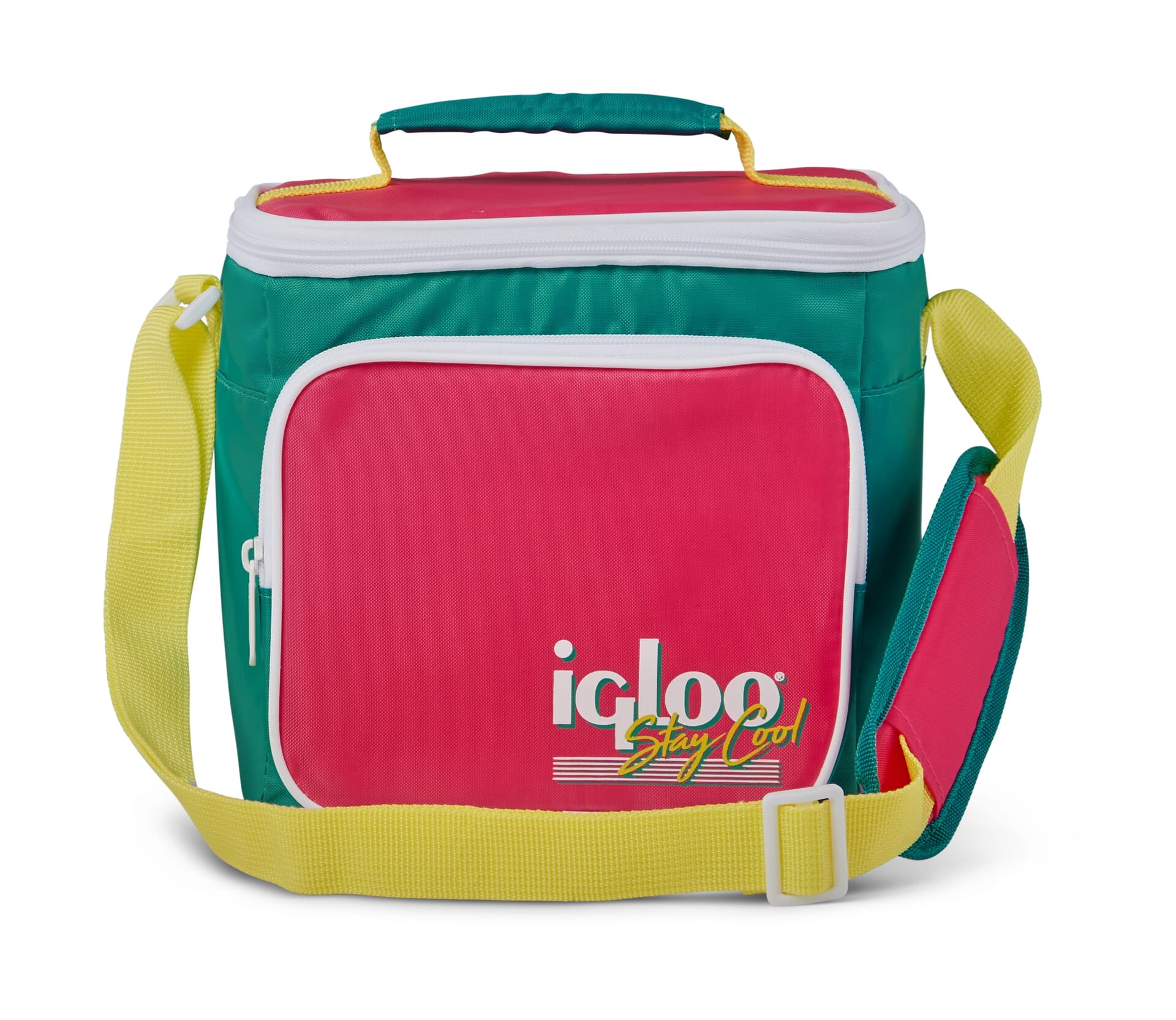 Igloo - Retro Square Cooler Lunch Bag - Dark Jade /Bold Magenta /Livewire Yellow