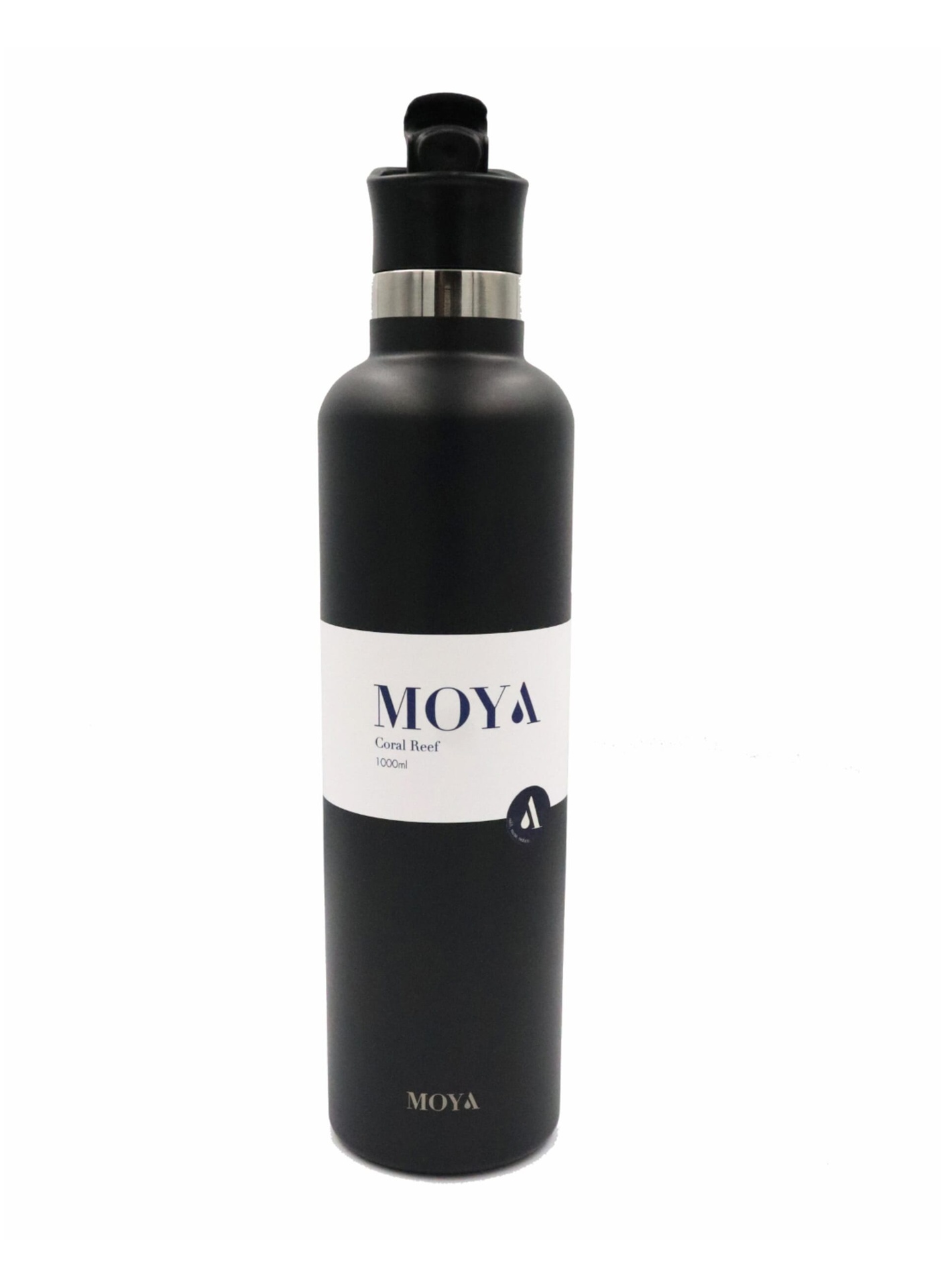 Moya - "Coral Reef" 1L Insulated Sustainable Water Bottle Black Spout Lid