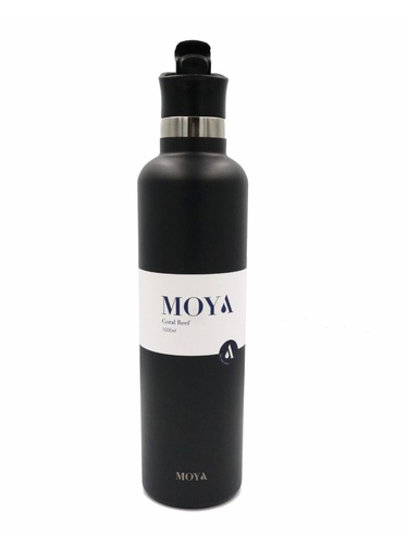 Moya - "Coral Reef" 1L Insulated Sustainable Water Bottle Black Spout Lid