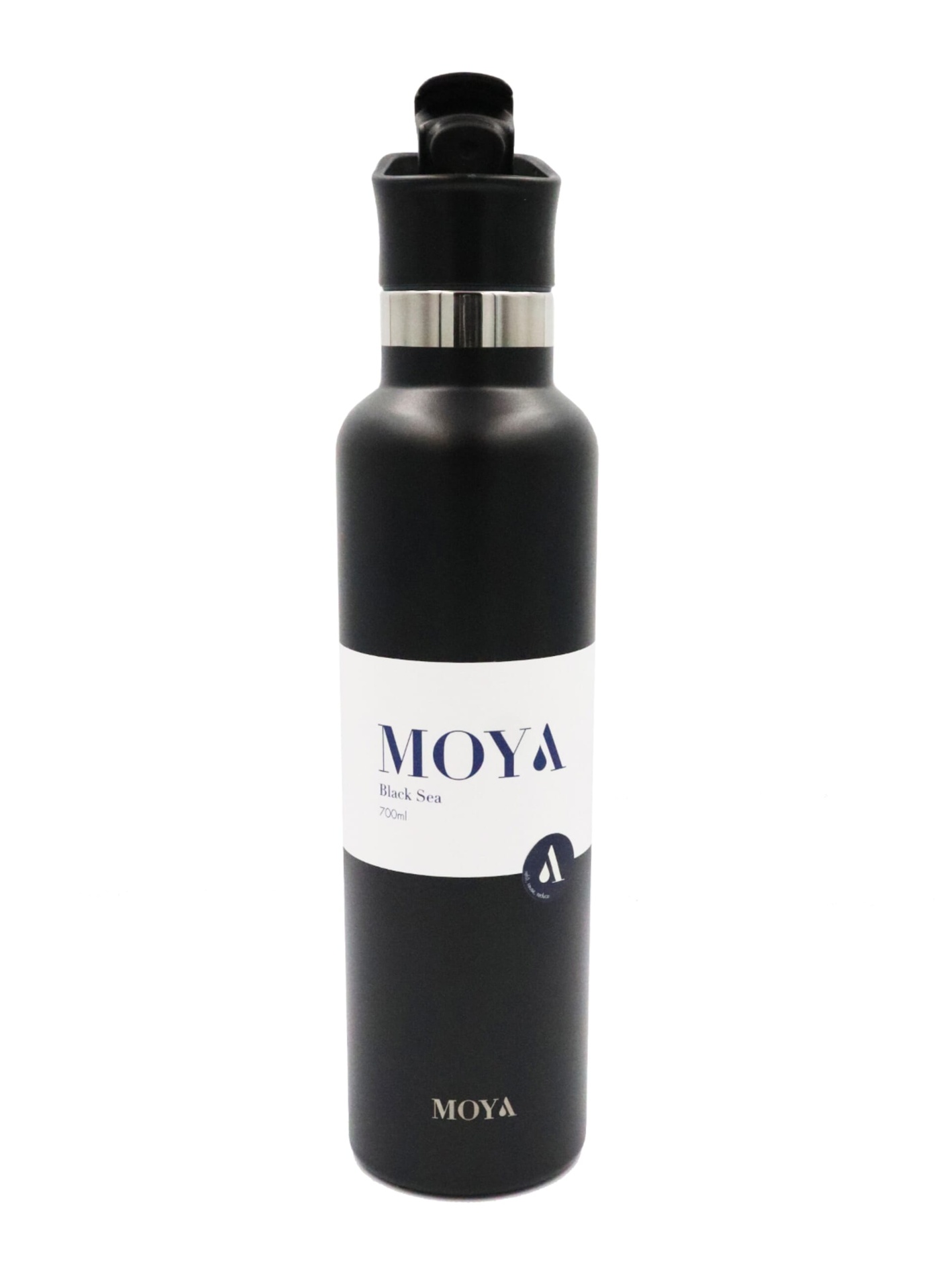 Moya - "Black Sea" 700ml Insulated Sustainable Water Bottle Black Spout Lid