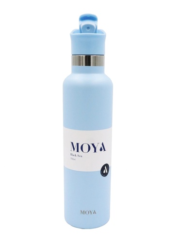 Moya - "Black Sea" 700ml Insulated Sustainable Water Bottle Powder Blue Spout Lid
