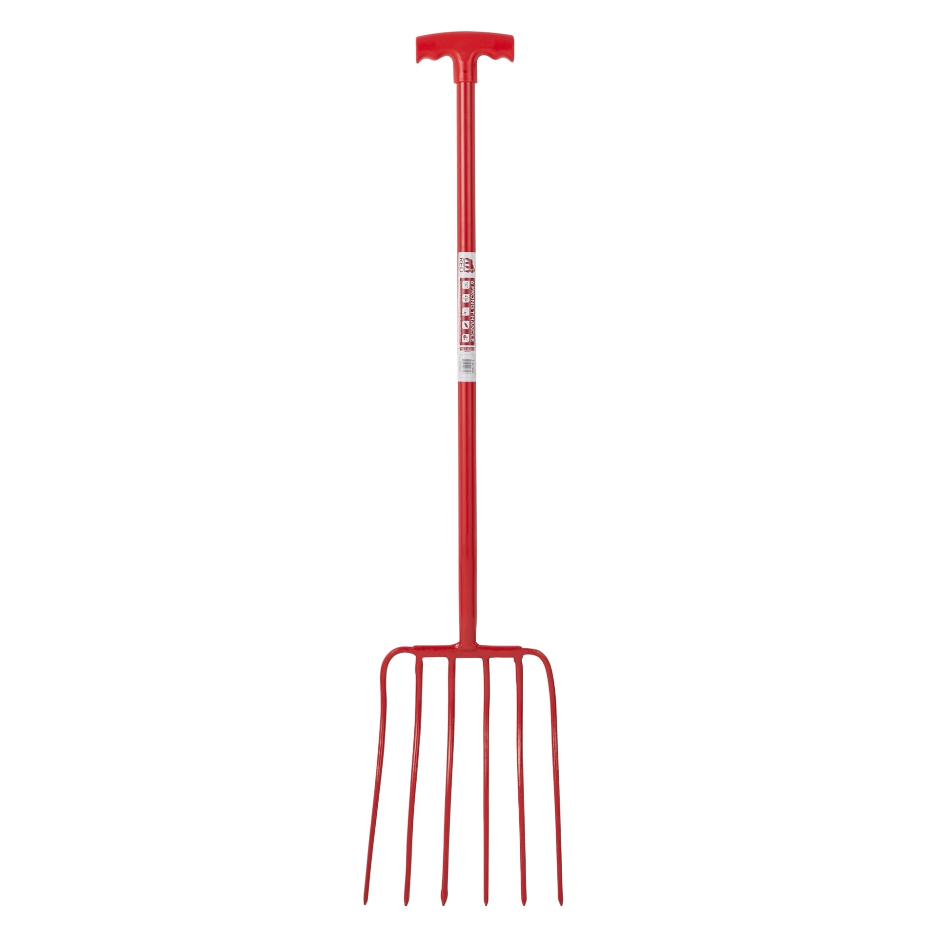 Red Gorilla - 6 Prong Manure Fork - Red (T-Handle)