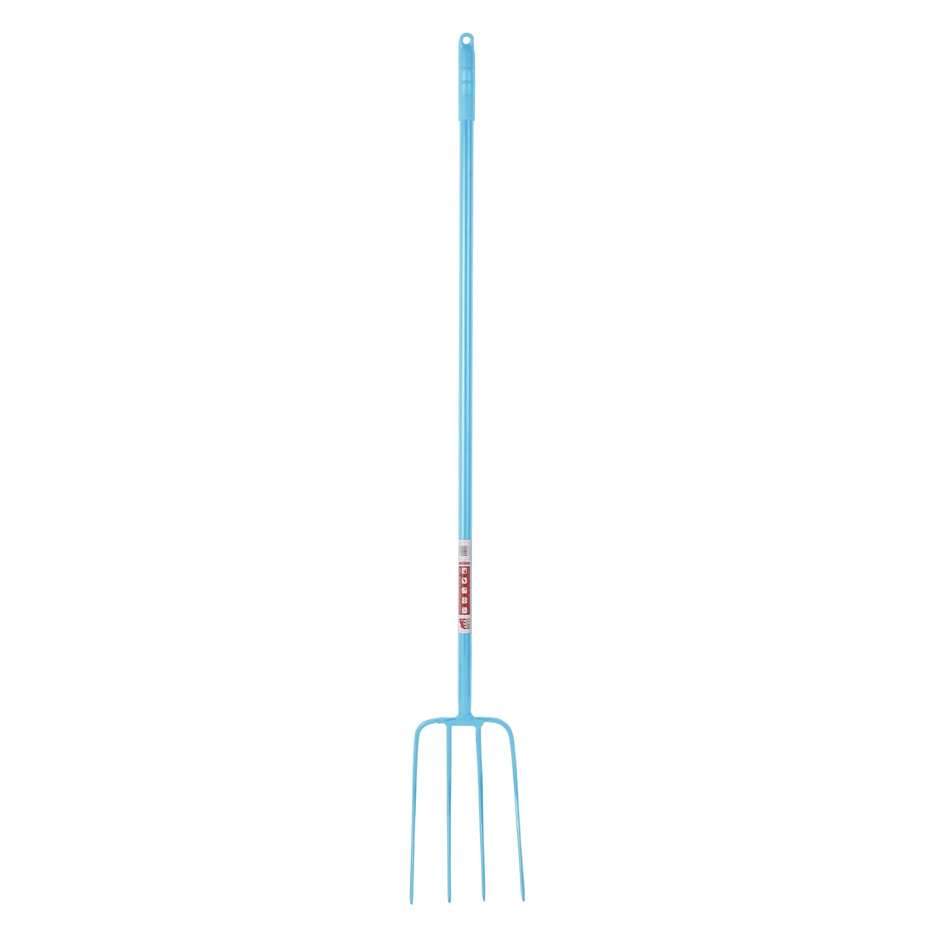 Red Gorilla - 4 Prong Manure Fork Straight Handle - Sky Blue (48” Straight Handle)
