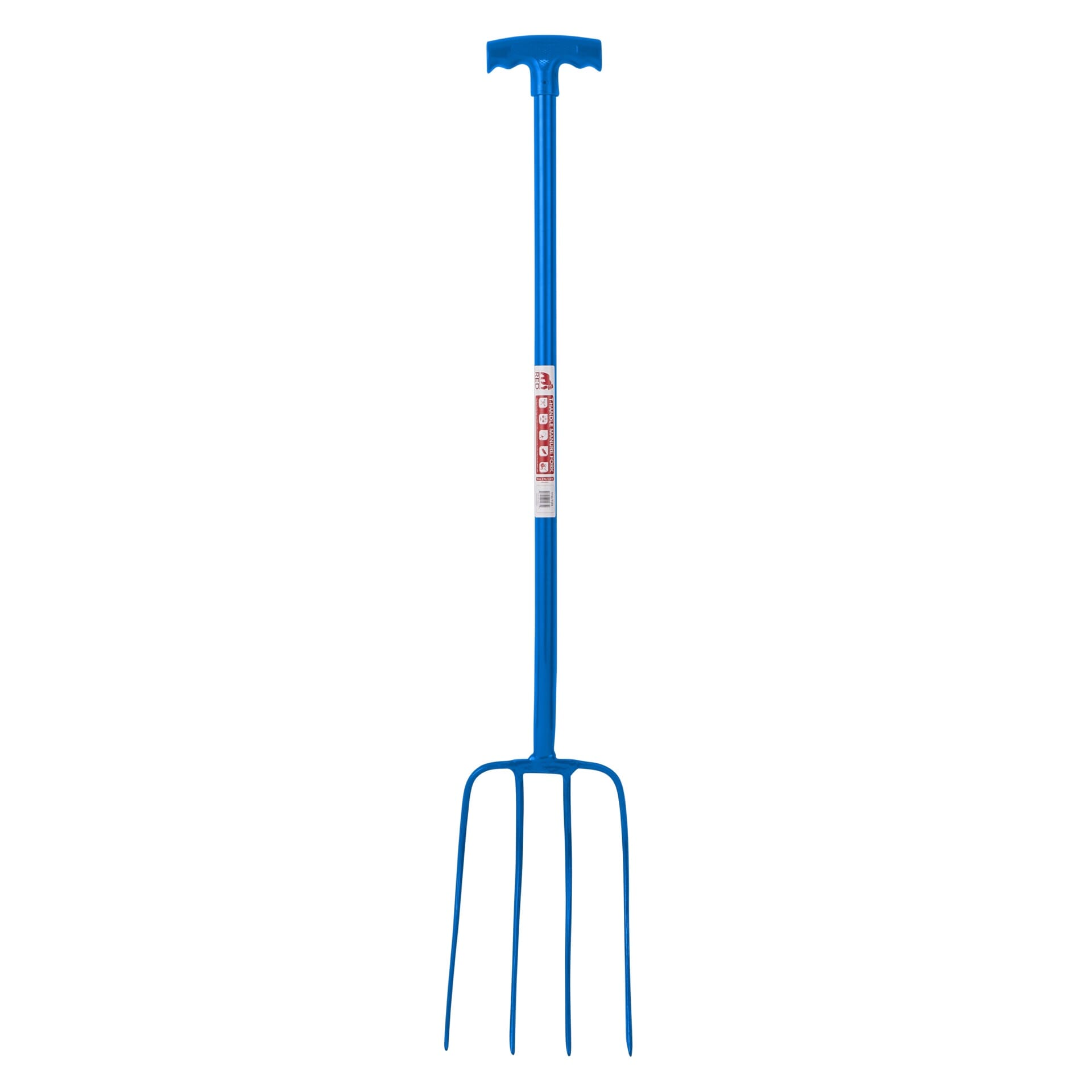 Red Gorilla - 4 Prong Manure Fork T-Handle - Blue (T-Handle)