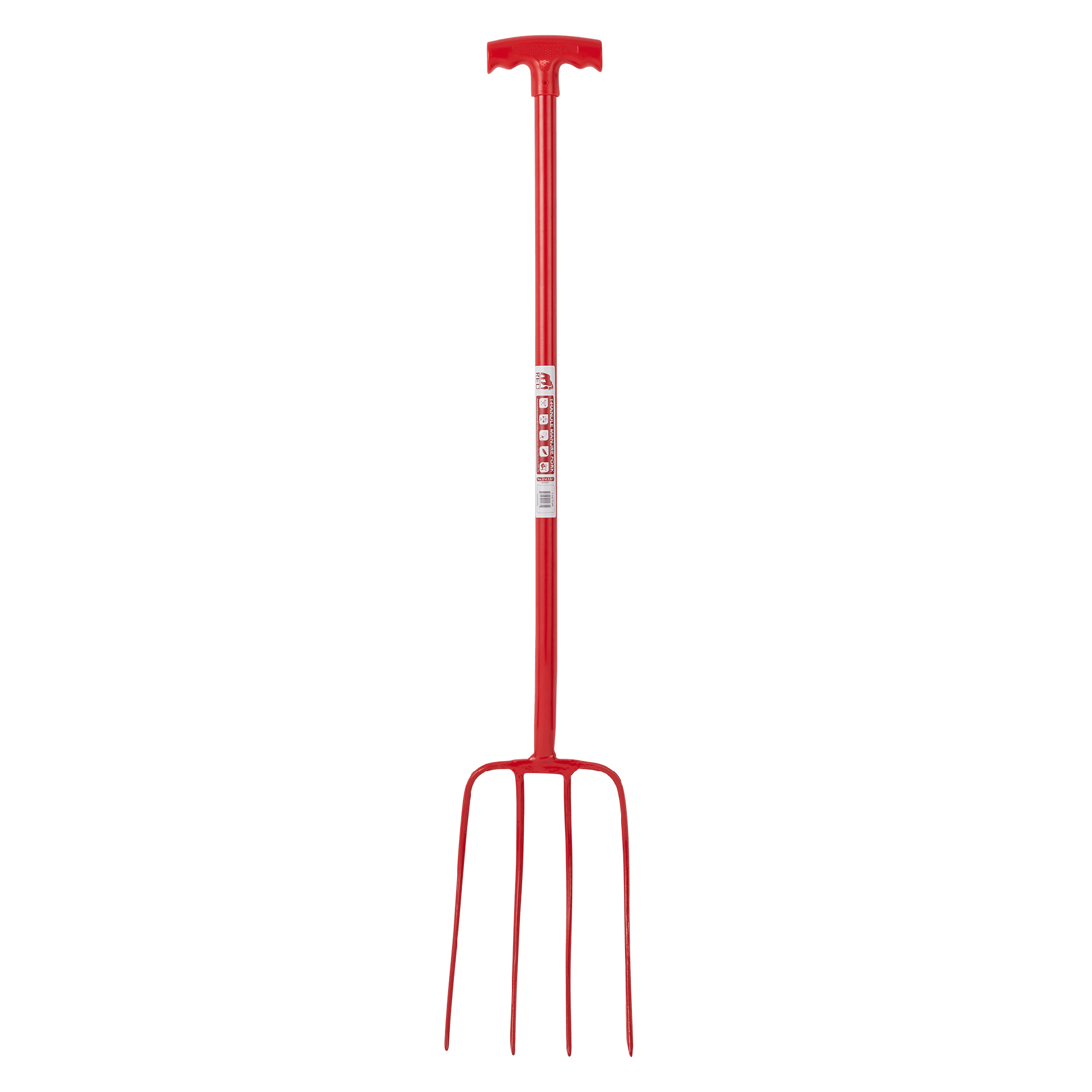 Red Gorilla - 4 Prong Manure Fork Pro Fork Coloured - Red (Straight Handle)