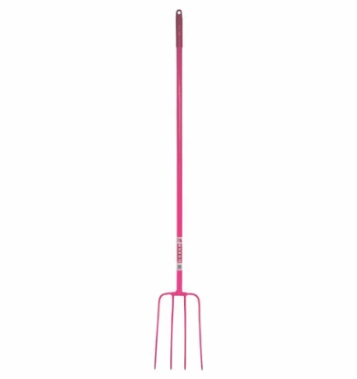 Red Gorilla - 4 Prong Manure Fork Pro Fork Coloured - Pink (Straight Handle)