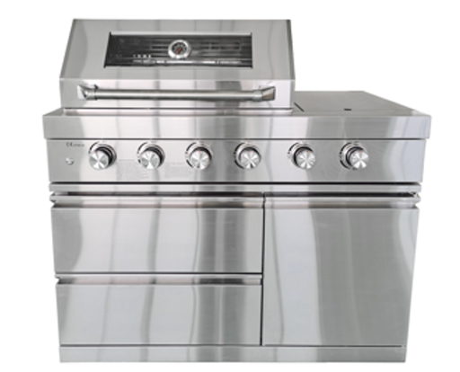 Fornizza - 4 Burner Gas Grill With Infrared and Side Burner Black