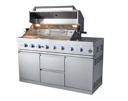 Fornizza - 6 Burner + Side Burner + Infrared BBQ Grill - Stainless Steel