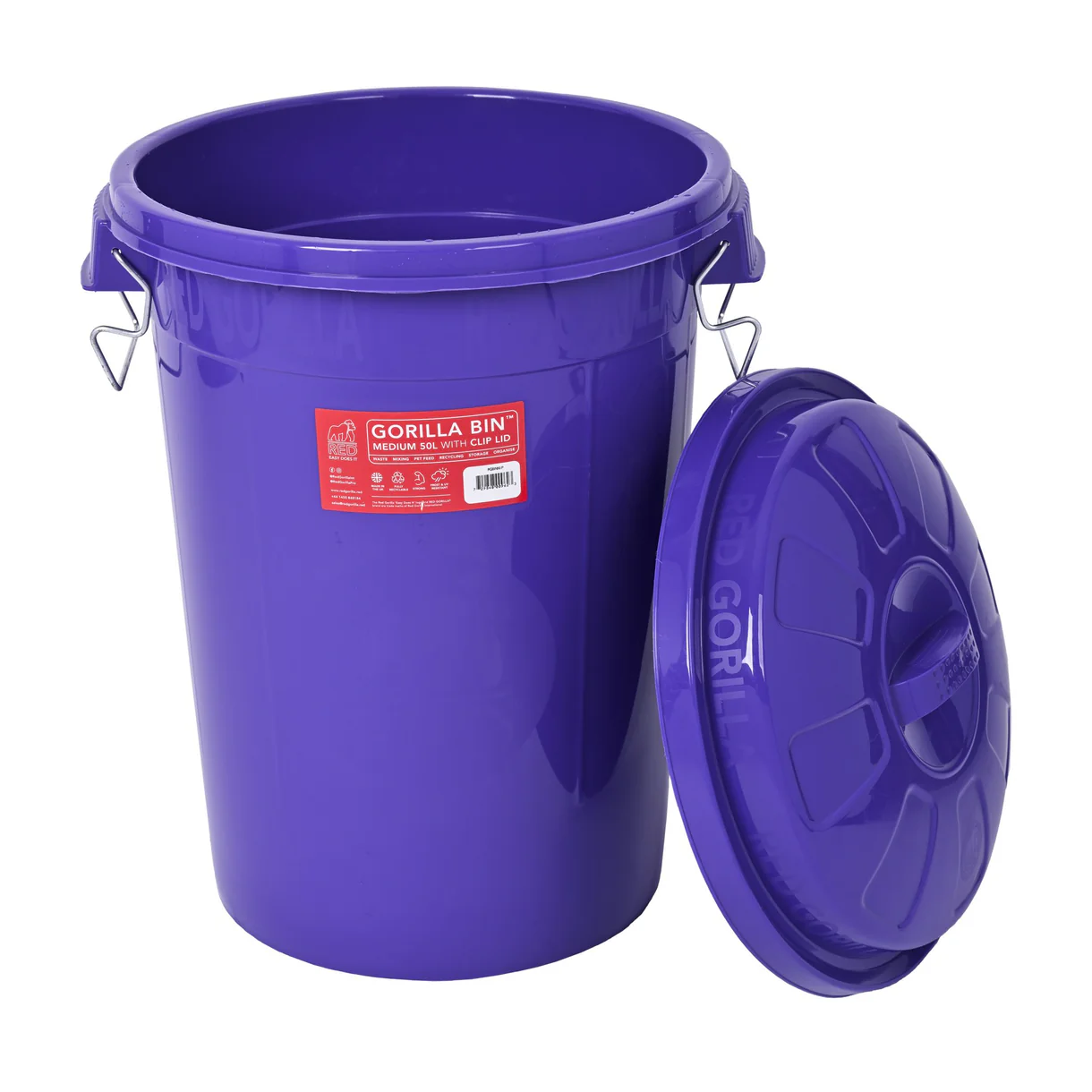 Red Gorilla - 80L Bin with Lid Purple