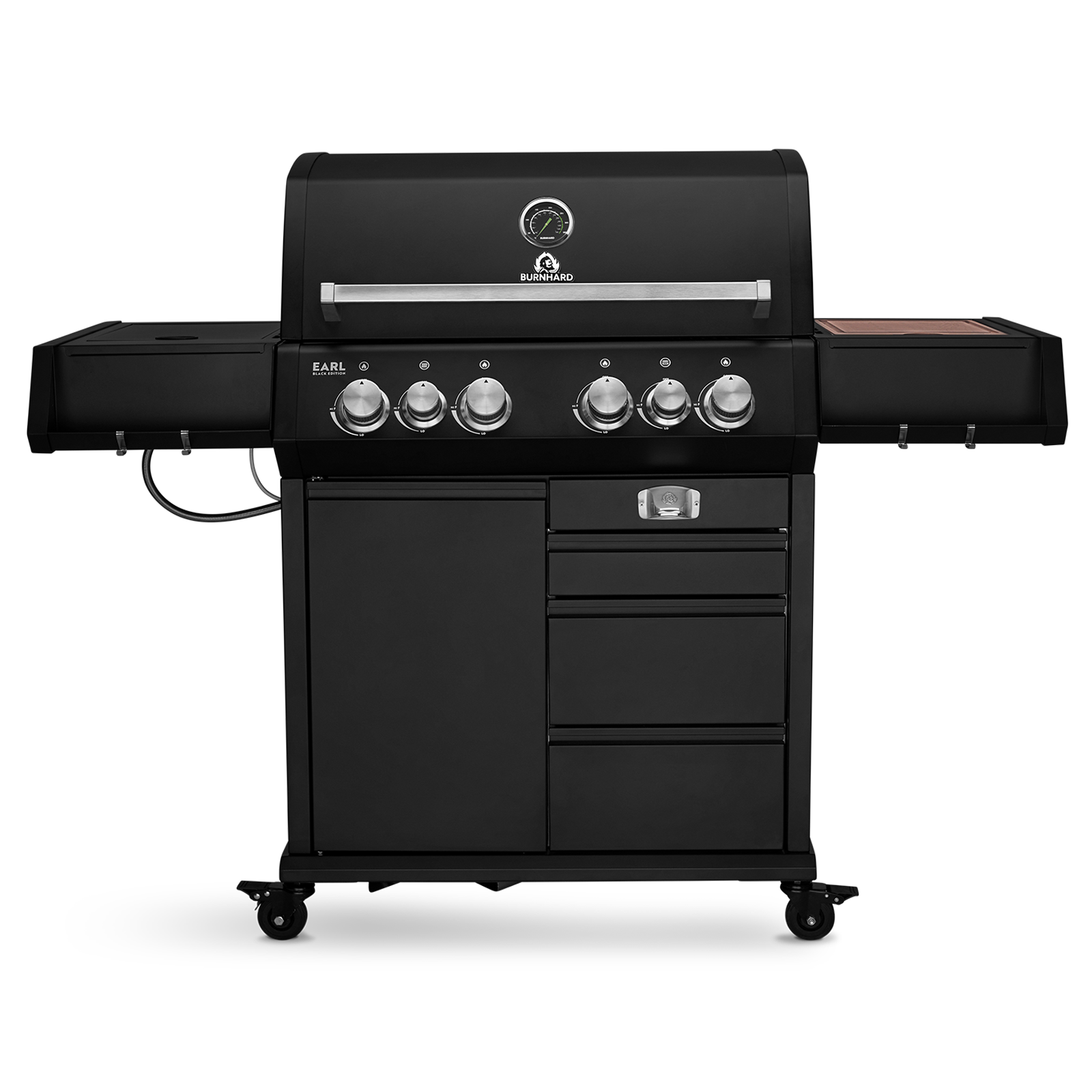 Burnhard - Big EARL - 4-Burner Premium-Gas Grill - Black Edition 2025 with Cast Iron Grill Grate