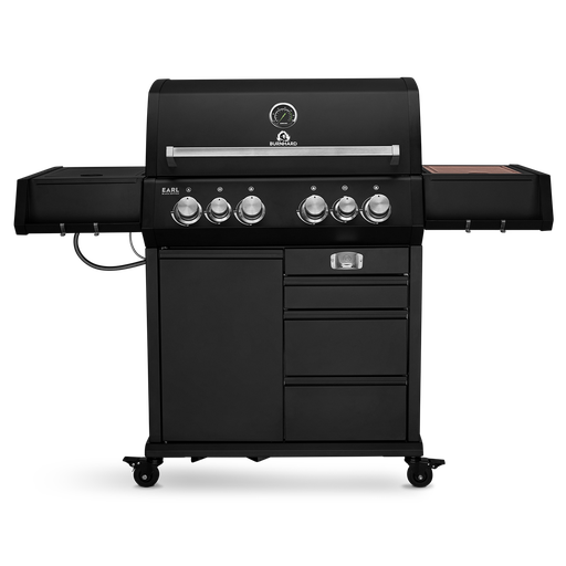 Burnhard - Big EARL - 4-Burner Premium-Gas Grill - Black Edition 2025 with Cast Iron Grill Grate