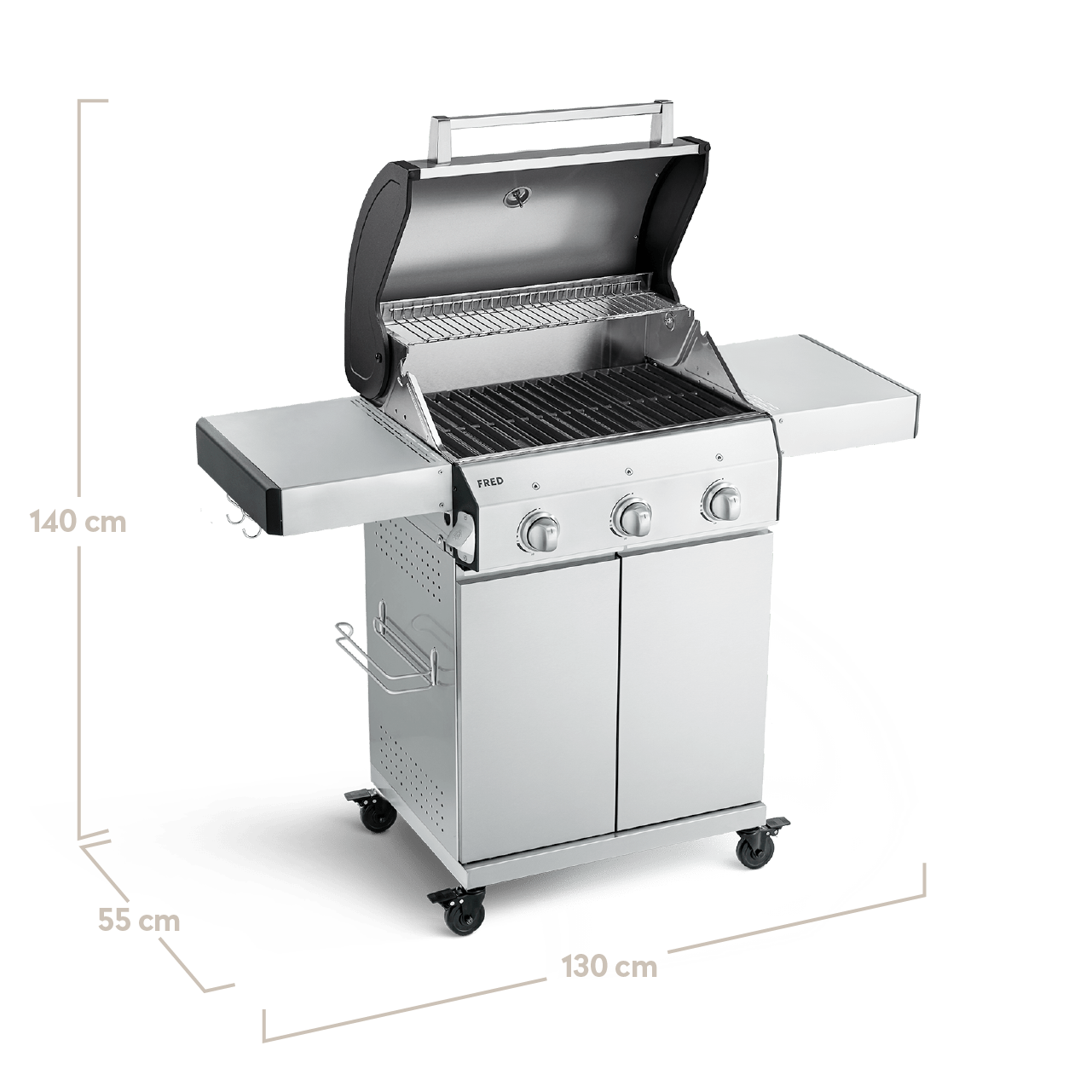 Burnhard - FRED - 3-Burner Gas Grill Basic Edition - Series 3 Stainless Steel with Cast Iron Grate