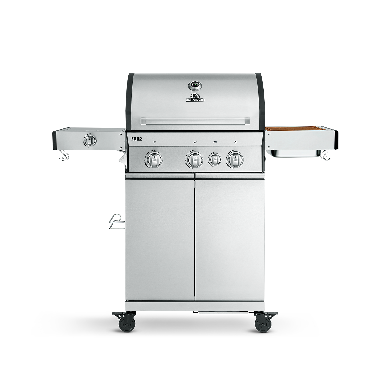 Burnhard - FRED - 3-Burner Gas Grill Deluxe Stainless Steel - Series 3 with Cast Iron Grate