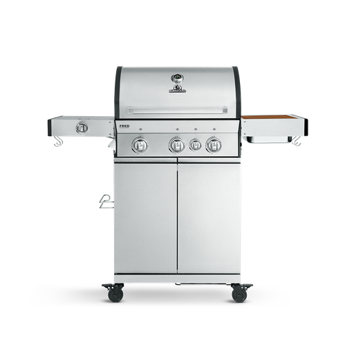 Burnhard - FRED - 3-Burner Gas Grill Deluxe Stainless Steel - Series 3 with Cast Iron Grate