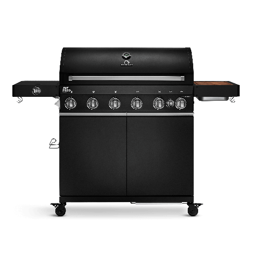 Burnhard - Fat FRED - 6-Burner Gas Grill Deluxe Black Edition - Series 3 with Cast Iron Grate