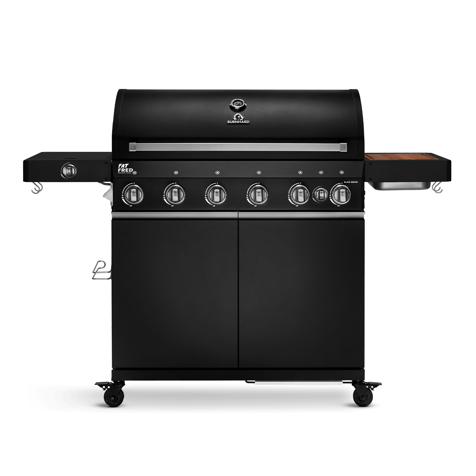 Burnhard - Fat FRED - 6-Burner Gas Grill Deluxe Black Edition - Series 3 with Stainless Steel Grate