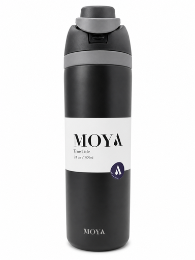 Moya - "True Tide" 24oz Insulated Sustainable Water Bottle Black