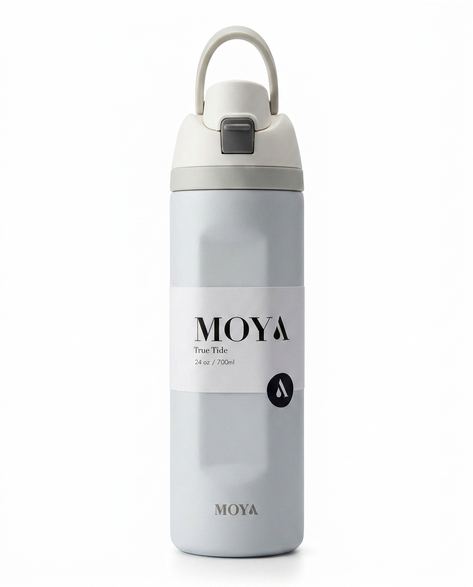 Moya - "True Tide" 24oz Insulated Sustainable Water Bottle White