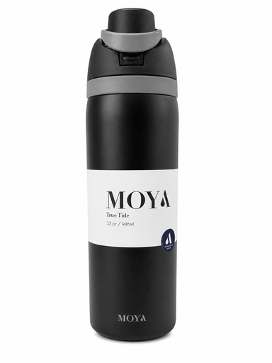 Moya - "True Tide" 32oz Insulated Sustainable Water Bottle Black