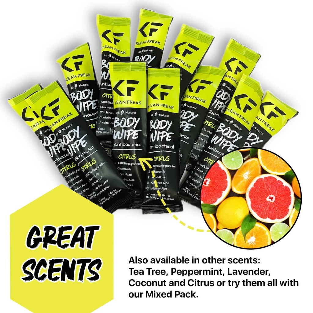 [DZCT12] Klean Freak - Body Wipes - Dozen Pack - Citrus Image 