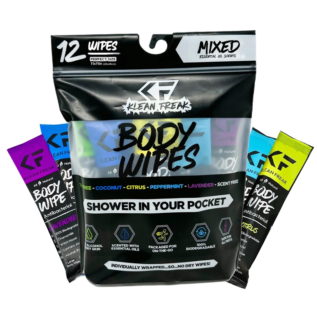 [DZMX12] Klean Freak - Body Wipes - Dozen Pack - Mixed
