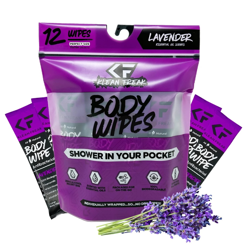 [DZLV12] Klean Freak - Body Wipes - Dozen Pack - Lavender