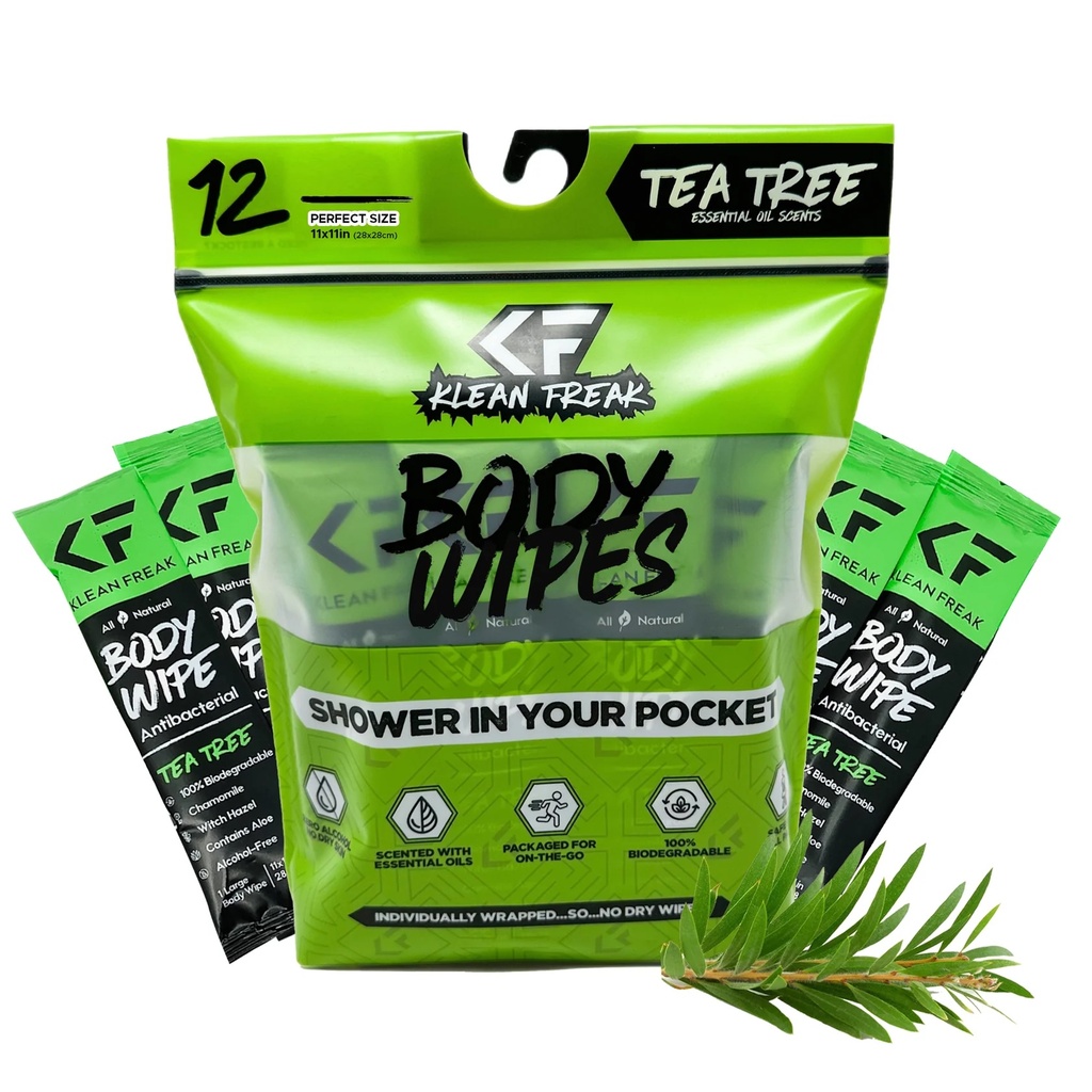 [DZTT12] Klean Freak - Body Wipes - Dozen Pack - Tea Tree
