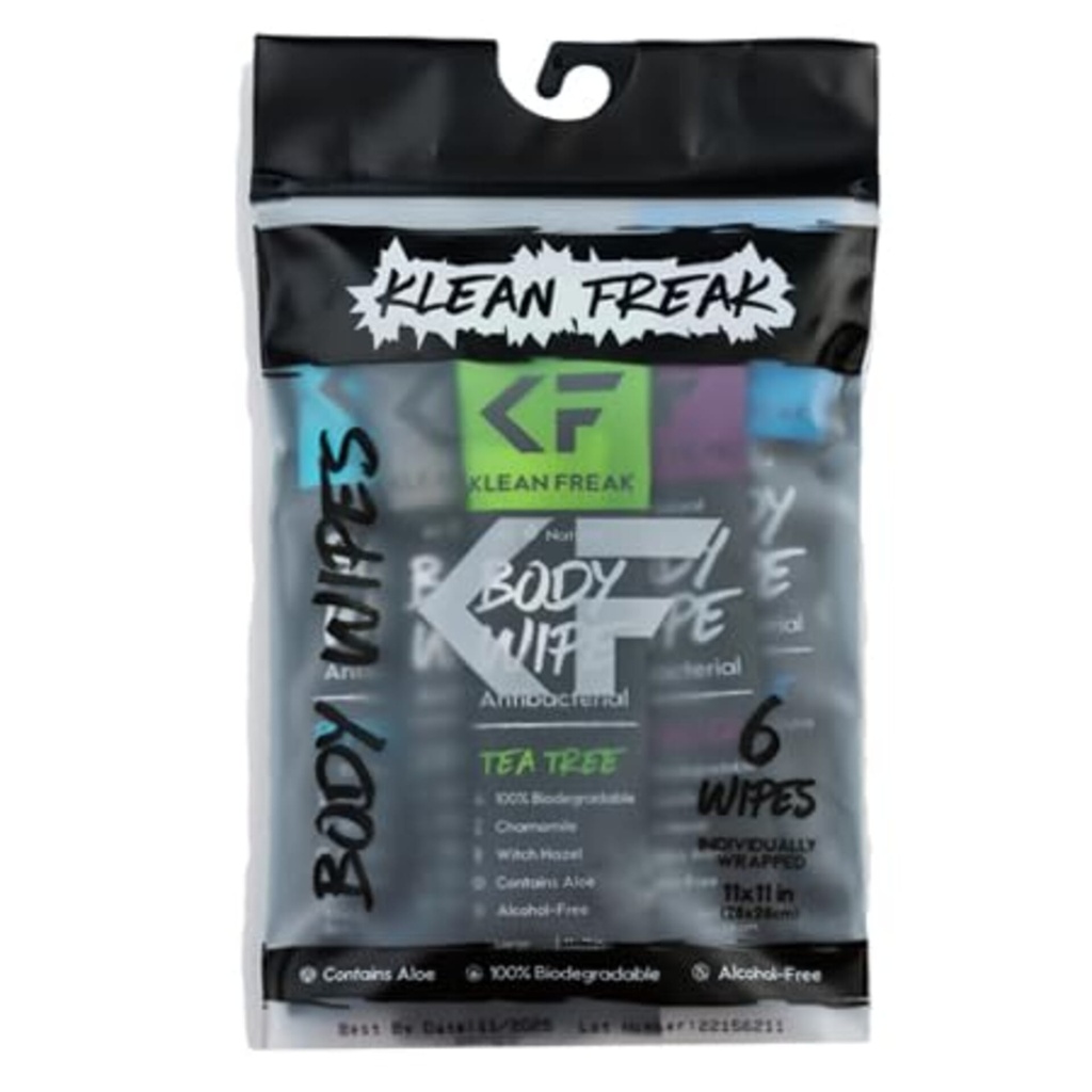 [12MMTT12] Klean Freak Body Wipes - Mini Master Pack 12 - Tea Tree Body Wipes