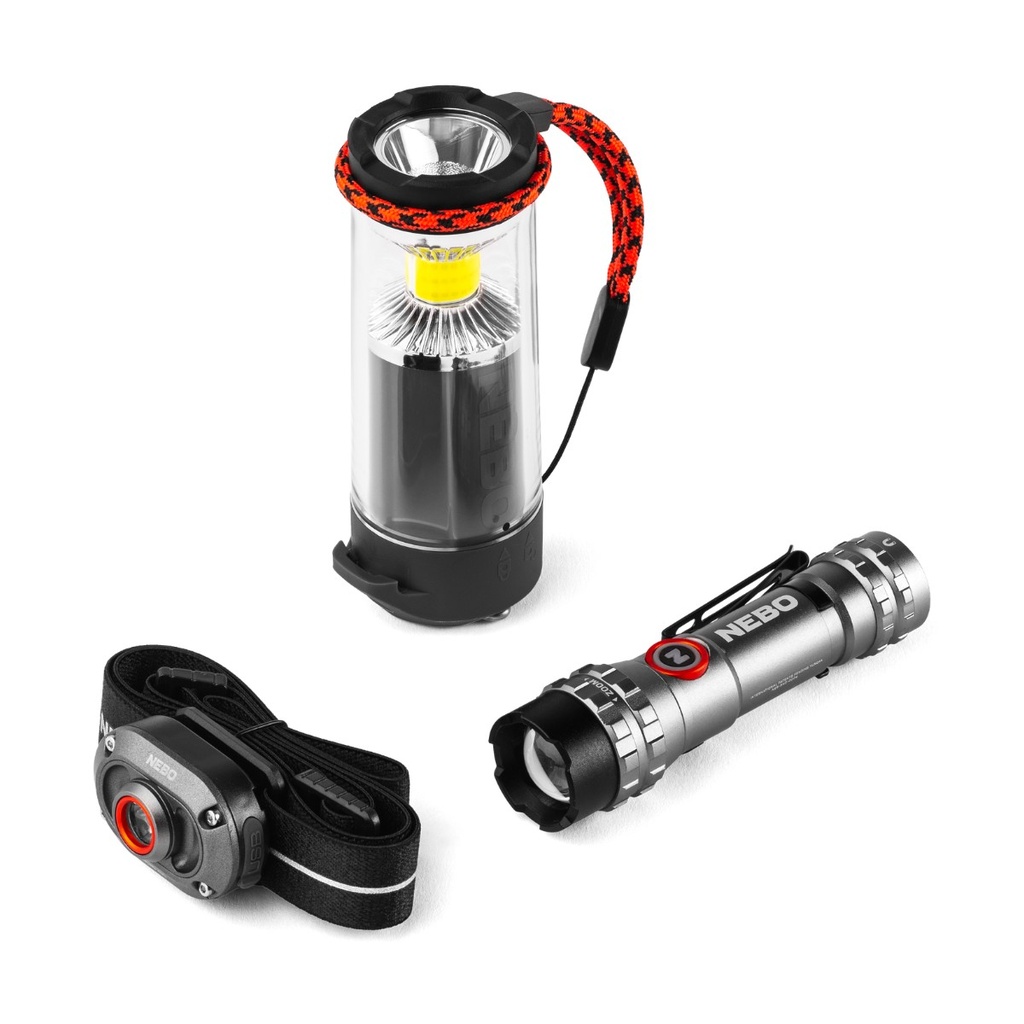 Nebo - Triple Light Kit (Headlamp Mycro 250, Lantern Galileo 350, Flashlight 600 Flex)