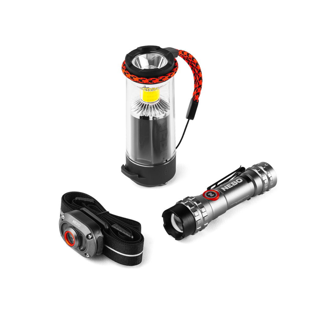 [NEB-BND-0004-H] Nebo - Triple Light Kit (Headlamp Mycro 250, Lantern Galileo 350, Flashlight 600 Flex)