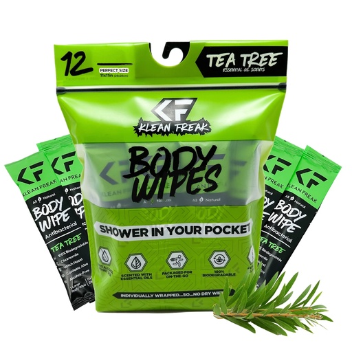 [DZTT12] Klean Freak - Body Wipes - Dozen Pack - Tea Tree