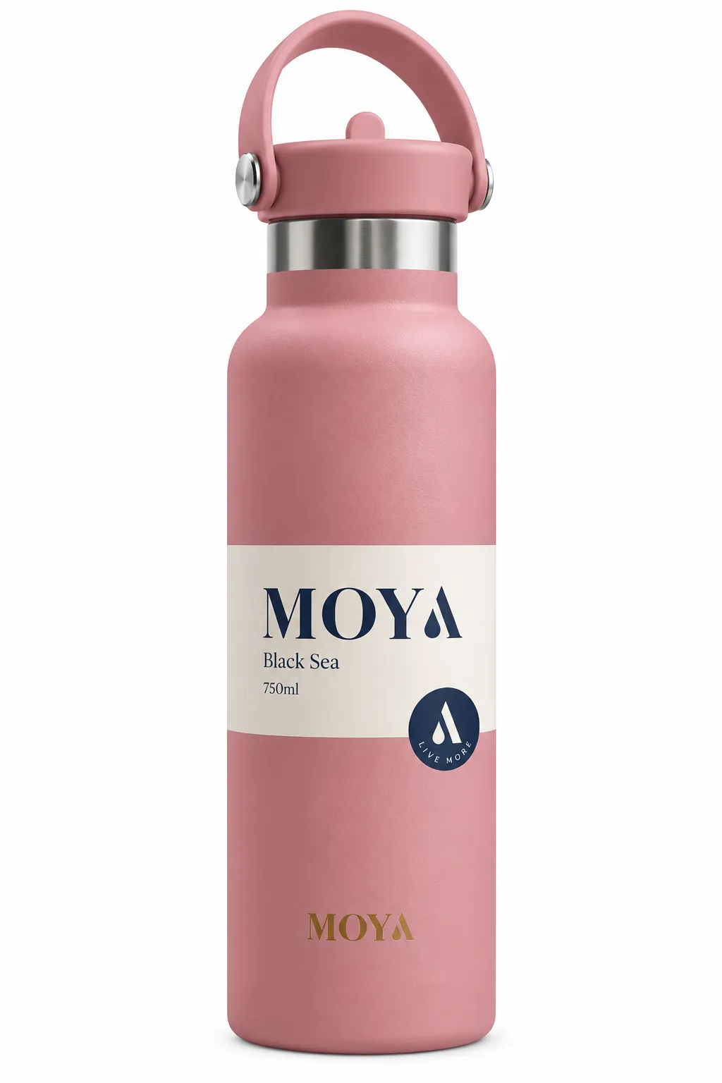 Moya - "Black Sea" 700ml Insulated Sustainable Water Bottle Dusty Rose
